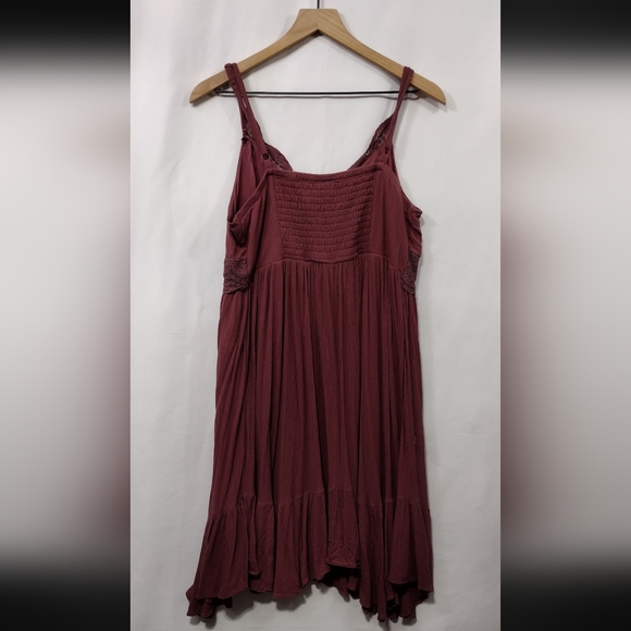 Torrid Hanky Hem Mini Dress Women's 1X Burgundy Babydoll Retro 90s Y2K Romantic - Picture 6 of 9